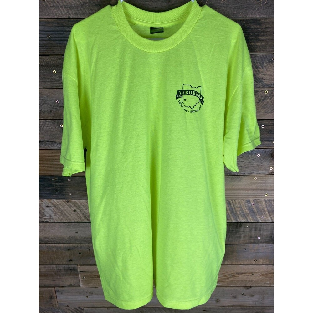 Local 1410 Laborers Union 75th Anniversary Men Sz XL Yellow Short Sleeve T-shirt